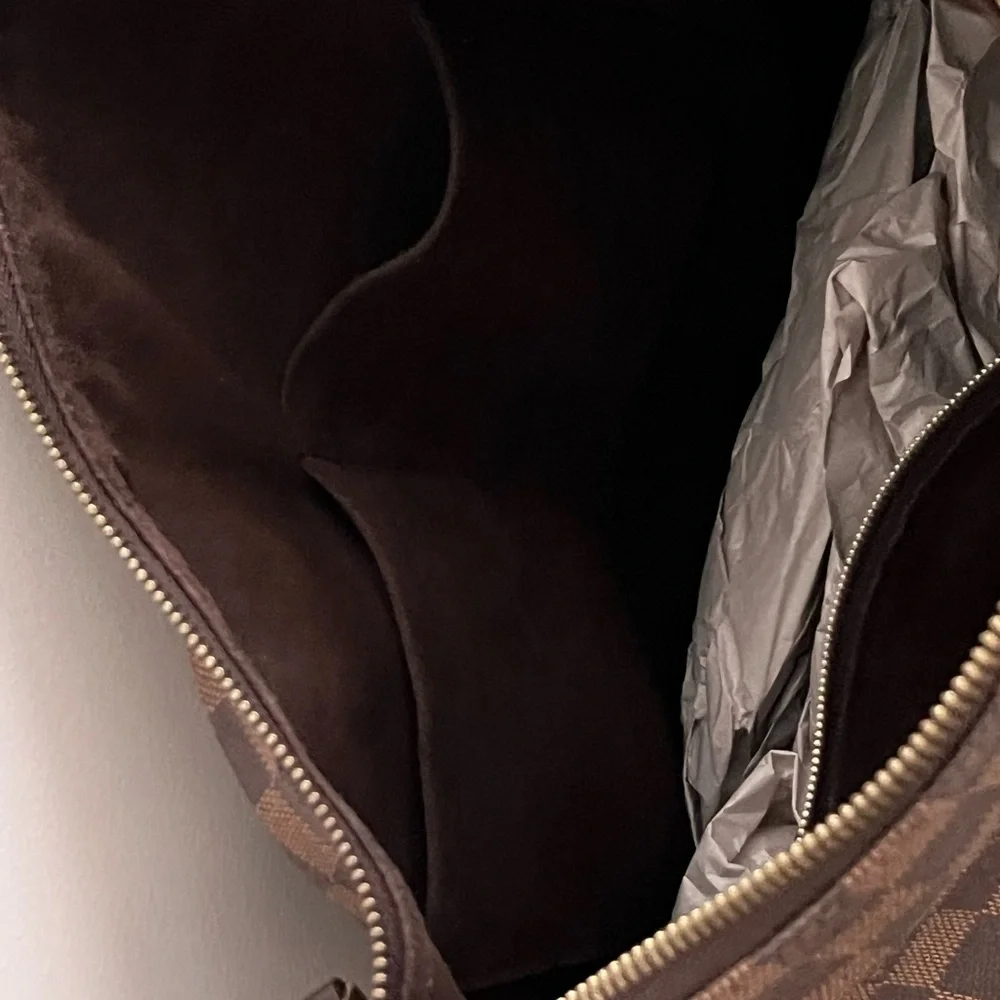 Louis Vuitton Brown Damier Ebene Shoulder Hobo with Gold Hardware